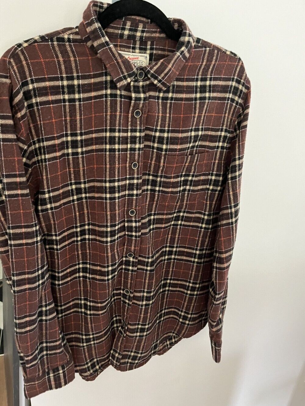 Mens Flannel Shirt L Brown Plaid Jachs Outdoors Workwer Gorpcore